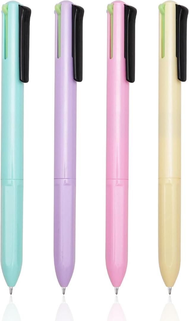 4 x Multicolor Ballpoint Pen 0.7, Multicolor Pen in One, 4-in-1 Colored Pens, 4 Color Retractable Pen in One, Colorful Ink, Ballpoint Gift Pens for Planner Journaling, Valentines Day Gifts