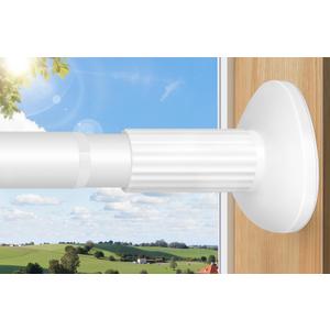 Tension Curtain Rod 51-126 Inch, Long Curtain Rod No Drilling for Window or Bathroom, Outdoor Curtain Rods for Patio Tension Rods, Easy to Install, Never Rust, Rod Diameter 1.26 Inches - White
