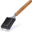 Grill Brush and Scraper for Barbecue with Replaceable Stainless Steel Bristles Head  Grill Brush for Outdoor Grill with Extended 15 Large Wooden Handle -No Scratch on Grill
