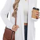 Bettysays Women's Long Sleeve Open Front Cardigan Casual Loose Lightweight Cardigans with Pockets Large