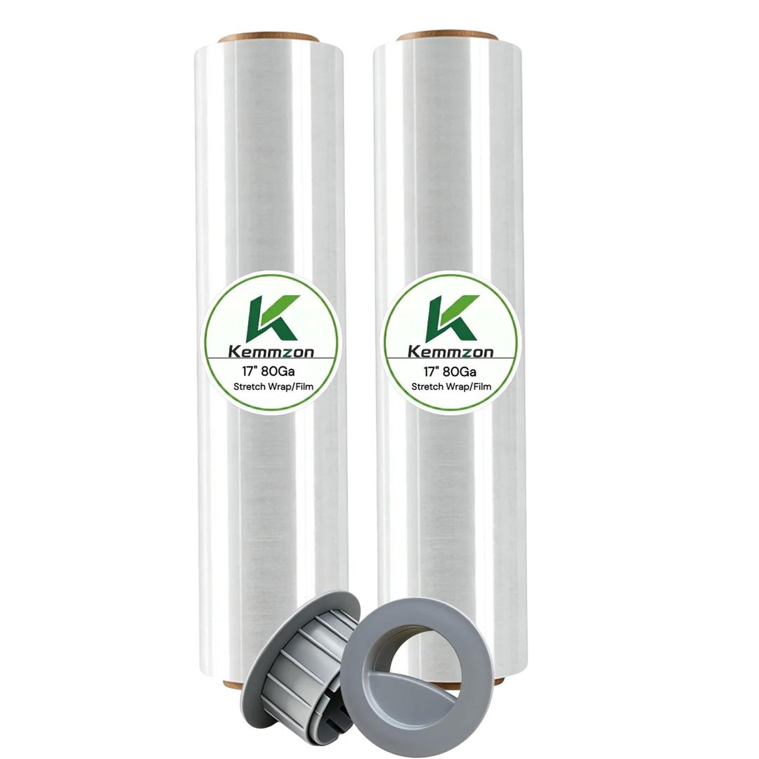 18" x 1500 Ft Heavy Duty Stretch Shrink Wrap with Handle, 80 Gauge, 4 Pack