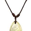 Labradorite Necklace, Natural Grey Moonstone Necklace for Boho Necklace, Handmade Wax Cord Leaf Shape Labradorite Stone Jewelry for Unisex.