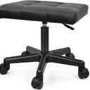 Footrest Under Desk Leg Rest Ottoman Adjustable Height Foot Stool with Wheels Leather Footrest for Home Office