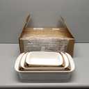 LE TAUCI Deep Casserole Dishes for Oven, 13.7x9.6 Ceramic Baking Dish Set with Roasting Racks, Large Lasagna Pans with Handles, Rectangular Bakeware as Gift for Mom, White (4.6QT/3.0QT/1.6QT), Set of 3