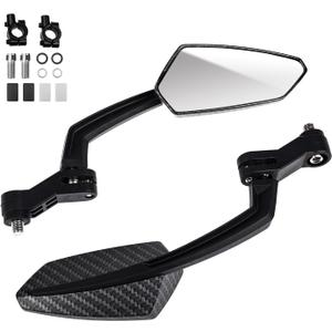 Zycle Bike Mirrors, EBike Mirrors for Handlebars, 360° Adjustable Bicycle Rear view Mirror Diameter Universal Bike Accessories, 1 Pair, Black