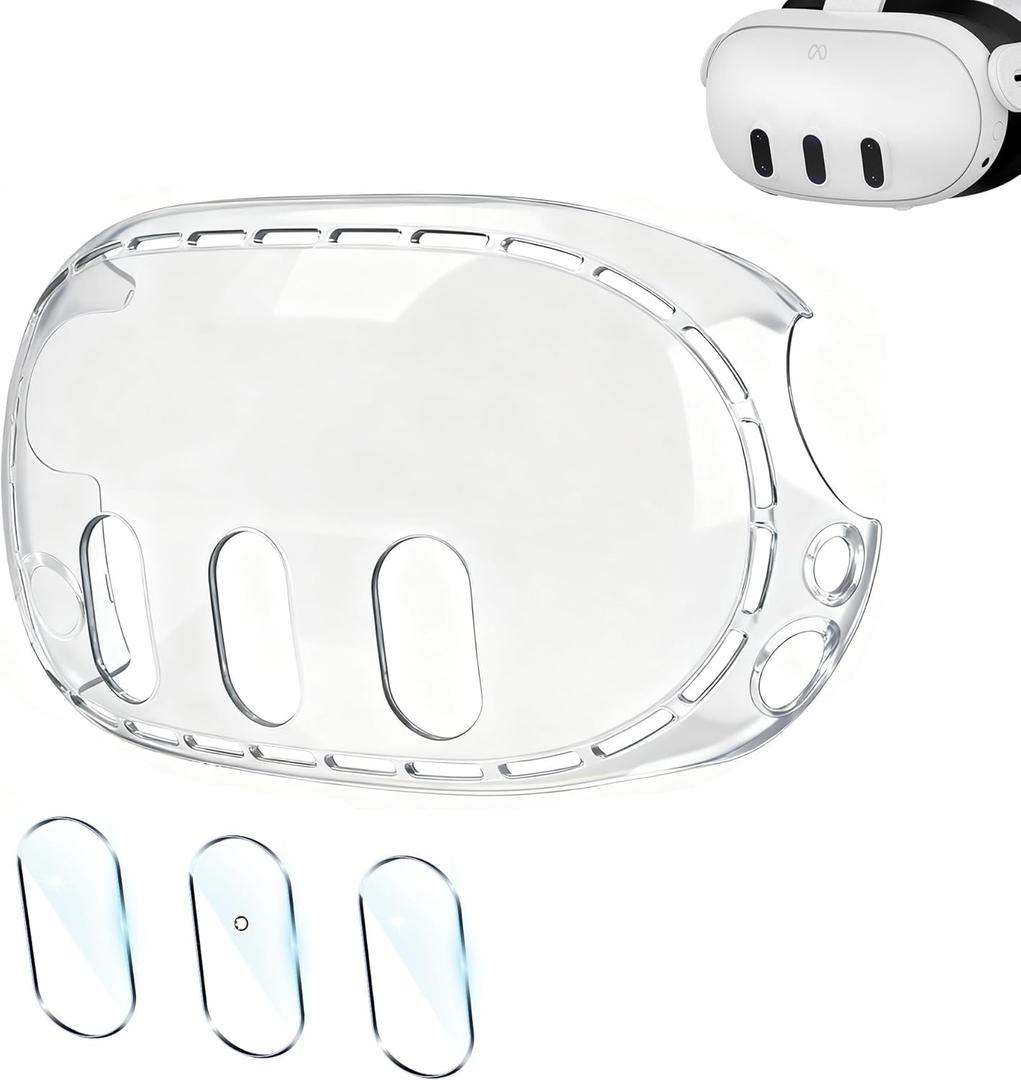 Upgraded Lens Protector Cover for Meta Quest 3, Plastic Hard Protective Shell Cover for Oculus Quest 3, Accessories for Quest 3 - Frosted Clear