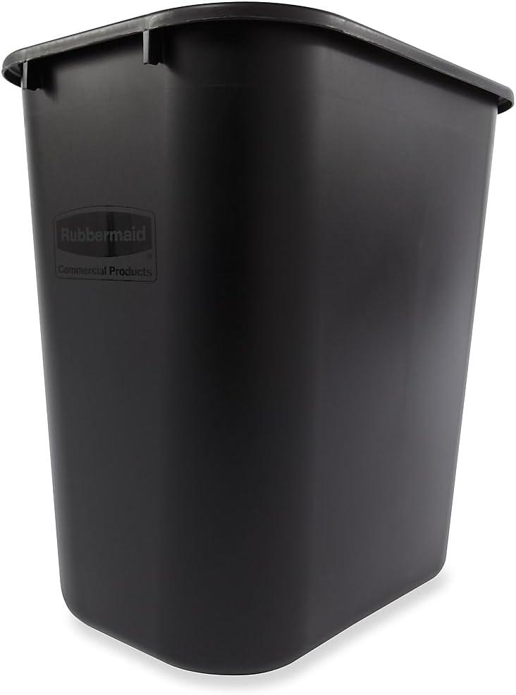 B&M Rubbermaid 295600Bk Deskside Plastic Wastebasket, Rectangular, 7 Gal, Black (Pack of 10)