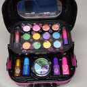 Hollyhi 58 Pcs Kids Makeup Kit for Girl, Princess Toys Real Washable Cosmetic Set with Mirror, Kids Makeup Sets for Girls, Play Make Up Birthday Gifts for 3 4 5 6 7 8 9 10 11 12 Years Old Kid (Rose)