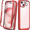 Diaclara Designed for iPhone 15 Case, Full Body Rugged Case with Built-in Touch Sensitive Anti-Scratch Screen Protector, with Camera Lens Protector for iPhone 15 6.1" (Red)