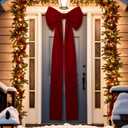 Extra Large Christmas Front Door Bow Decorations 27 x 78 Inch Giant Velvet Christmas Tree Topper Bow with Long Streamers Wreath Wall Decor for Home Xmas Room Holiday Porch(Burgundy)