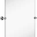 Hamilton Hills 24 x 36-Inch Frameless Pivot Mirror - Adjustable Rectangular Pivoting Vanity Mirror Tilted, Wall-Mounted with Chrome Silver Brackets for Modern Kitchen and Living Rooms