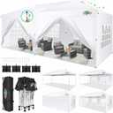 COBIZI 10x20 Pop Up Canopy Tent with 6 Removable Sidewalls,Waterproof & UV 50+ Easy Up Canopy,Commercial Gazebo with Air Vent,4 Sand Bags,4 Stakes & 8 Ropes,Tents for Parties/Camping/Backyard,White