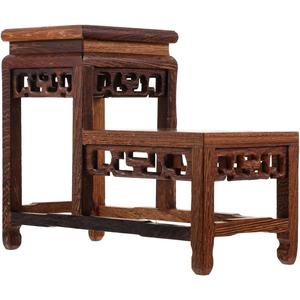 2 Tier Wing Wood Vase Display Stand Asin Vintage Floral Figurine Riser for Vases, Statues, Bonsai, Collectibles, Home Decorative Shelf