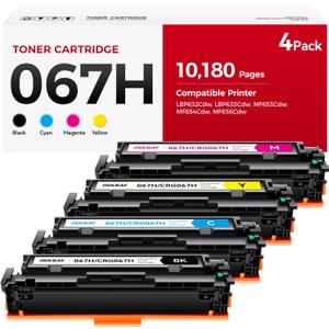 067H 067 - Juego de cartuchos de tner con chip de alta capacidad compatible con Canon 067H Toner para Canon Color imageCLASS MF656Cdw MF654Cdw MF653Cdw LBP633Cdw LBP632Cdw MF650C LBP630C Tinta de