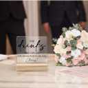 Wedding Decor, Acrylic Wedding Signs, Wedding Decorations for Reception, Wedding Signs for Reception, The Drinks Are on Us Acrylic Plaque Sign with Wood Stand for WeddingReception Decorations (white-3)