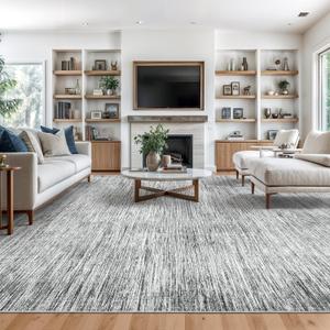 Valenrug Washable Rugs 8x10 - Non Slip 8x10 Area Rugs for Living Room, Stain Resistant Area Rugs for Bedroom, Foldable Machine Washable Area Rug(8'x10', Black)