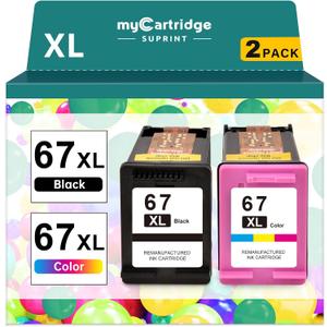 67XL HP Printer Ink for HP Ink 67 Replacement for HP 67 Ink Cartridges Black/Color Combo Pack HP67 DeskJet 2755e 2855e 2700 4255e 4155e 2800e 2700e 2700e Envy 6055e 6000 6455e Printer Ink HP 67