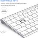 Wireless Keyboard and Mouse, Vssoplor 2.4GHz Rechargeable Compact Quiet Full-Size Keyboard and Mouse Combo with Nano USB Receiver for Windows, Laptop, PC, Notebook-White Silver