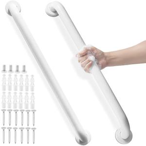 Grab Bars for Shower, Zynuhmo 2 Pack 24 Inch Anti Slip Bathroom Safety Grab Bar 1.25" Diameter Stainless Steel Shower Handrails for Handicap Injury Pregnant Senior Assist Shower Handles(Matte White)