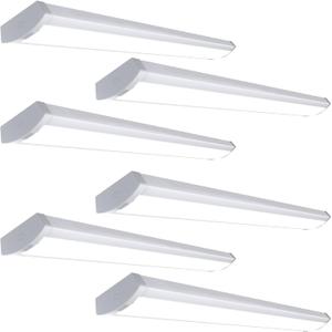 HYPERLITE 60W LED Wraparound Light 4 Feet, 6600lm Linkable 5000K LED Shop Lights Surface Mount, ETL Listed,Led Ceiling Office Wrap Light Fixture for Garage, Workshop, Fluorescent Replacement, 6P