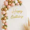 Happy Birthday Wooden Sign with Gold Painted Cutout Wooden Happy Birthday Letters Sign Vintage Rustic Party Decoration Backdrop Wall Photo PropGold