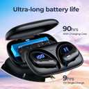 Active Noise Cancelling Wireless Earbuds Bluetooth Headphones 90 Hrs Playtime Ear Buds with Hi-Res Stereo Deep Bass Power Display Earphones with Earhooks Waterproof Transparency Headset Sports/Running