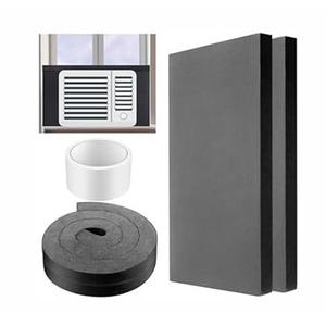 Pangda 2 Pcs Pcs 17 x 9 x 7/ 8 Inch Window Air Conditioner Insulated Foam Panels Insulation Winter Ac Side Surround Panels Kit with Top Seal Strip for Summer and Winter Indoor (Black)
