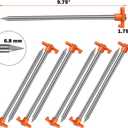 Cheardia 20 Pack Tent Stakes Heavy Duty, 9.75 Inch Yard Stakes Non-Rust Metal Tent Pegs Ground Stakes Tent Spikes for Camping Patio, Garden, Canopies, Grassland, Outdoor, Orange