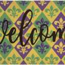 UTOWO Mardi Gras Door Mat Welcome Mat Non Slip Outdoor Mats for Home Kitchen Bathroom Indoor Front Door Decor 17x 29Inch