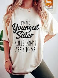 Youngest Sister Shirt Rules Don't Apply to Me Funny Sibling T-Shirt, M