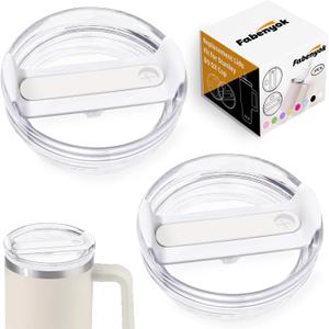 30 OZ Tumbler Lid Replacement Fit for Stanley Cup, 2 Pack Clear Replacement Lids Spill Proof Tumbler Covers for Stanley Cup Accessories (Clear - White)