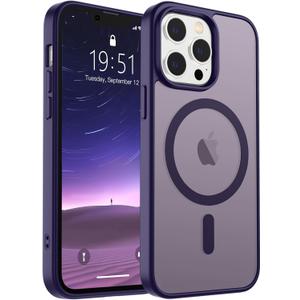 SUPFINE Magnetic for iPhone 13 Pro Max Case (Compatible with MagSafe) (Military Grade Drop Protection) Translucent Matte Shockproof Phone Cover,Dark Purple