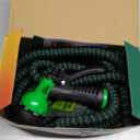 Flexi Hose with 8 Function Nozzle, 50FT - Lightweight Expandable Garden Hose, No-Kink Flexibility, 3/4 Inch Solid Brass Fittings and Double Latex Core - Black and Green