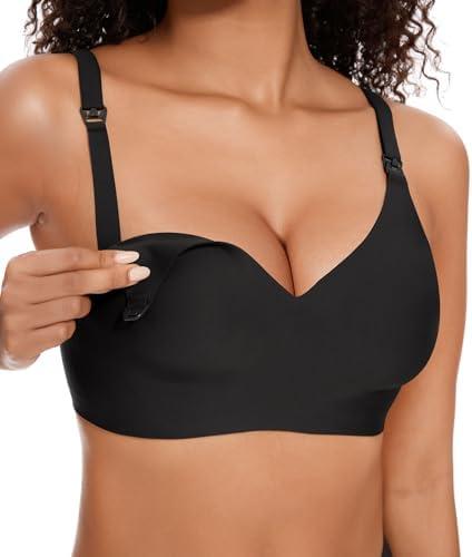 HBselect Maternity Bra Wireless Nursing Bras for Breastfeeding Seamless Ultra Comfort, Natural Shape Pregnancy Sleep Bralette, Large