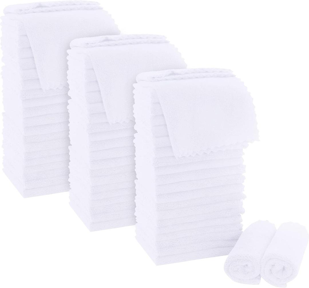 MOONQUEEN Ultra Soft Premium Washcloths Set - 12 x 12 inches - 72 Pack - Quick Drying - Highly Absorbent Coral Velvet Bathroom Wash Clothes (White)