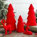 Amyhill 5 Pack Christmas Velvet Reindeer & Tree Decor Christmas Reindeer Decor Tree Figurine for Indoor Home Decoration Tabletop Mantle Cabinet Desktop Office(Red)