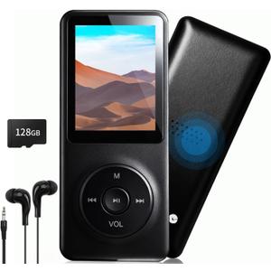 128GB MP3 Player with Bluetooth - Portable Music Player for Kids - with Built-in HD Speaker, Voice Recorder, HiFi Sound, E-Book (Included Earphones)
