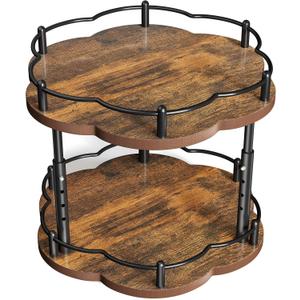 Spice Rack Lazy Susan Organizer for Cabinet, Rotating Spice Organization 2 Tier Adjustable Lazy Susan Turntable Spice Cabinet Organizer for Kitchen Countertop & Pantry, Wood 10 Inch Seasoning Storage