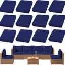 12Pcs Outdoor Cushion Covers, Patio Cushion Covers,Stretch Elastic Slipcovers, Replacement Washable & Reusable Furniture Protector for Patio Couch (Lake Blue,Cover Only)