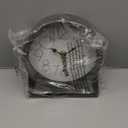 Modern Silvery Table Clock on Stand  Decorative Desk & Shelf Mantel, Farmhouse Non-Ticking, Home Dcor for Living Room, Bedroom, Bedside, Office  Elegant Gift (Silvery)