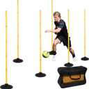 Neoaider 6 FT Agility Poles for Soccer, Basketball, Football, Equestrian, Pet Training, 6 Pack Detachable Soccer Poles w/Rubber Bases, Pole Bending Poles for Horses, Indoor/Outdoor Use