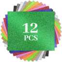 Glitter HTV Heat Transfer Vinyl Bundle - 12 Pack 12 "X10 Glitter Iron on Vinyl for DIY T-Shirts Sheets for Glitter Iron on Vinyl, Cricut Heat Transfer Vinyl- Easy to Cut & Weed for Heat Vinyl