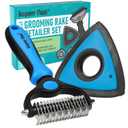 Maxpower Planet Pet Grooming Rake and Mini Pet Hair Remover Tool, Undercoat Rake for Dogs & Hair Remover for Car Carpet, Cat Fur Removal and Double-Sided Deshedding Dematting Tool for Dogs and Cats (Large)