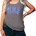 GLIGLITTR USA Tank Tops for Women 4th of July Patriotic Sleeveless Shirt American Flag Stars Print Summer Vest Tops XXL