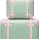 Vintage Luggage Set with Wheels, Retro Suitcase, Travel Trunk Set, Stylish Vintage Luggage Set for Women and Men (14inch&18inch, Green)