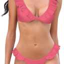 SHEKINI Women's Bathing Suits Ruffles Flounce Bikini Sets Low Rise Two Piece Swimsuit, S