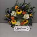 LIEKE 21 inch Spring Wreath for Front Door Summer Wreath Sunflower Peony Wreath for Porch Wall Window Farmhouse Home Decoration