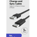 CellCandy USB-C/A Charge & Sync Cable, Black
3 ft