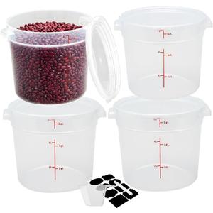 BIEAMA 4 Pack 6 Qt Round Food Storage Containers with Lids, Translucent PP, Small Pack of 4