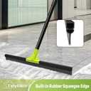 Floor Squeegee Heavy Duty, 24 Rubber Foam Water Scraper Broom, Epoxy Wiper Mop with 62 inches Long Handle for Cleaning Concrete Pool Rug Garage Deck Shower Window Outdoor Indoor (Green)